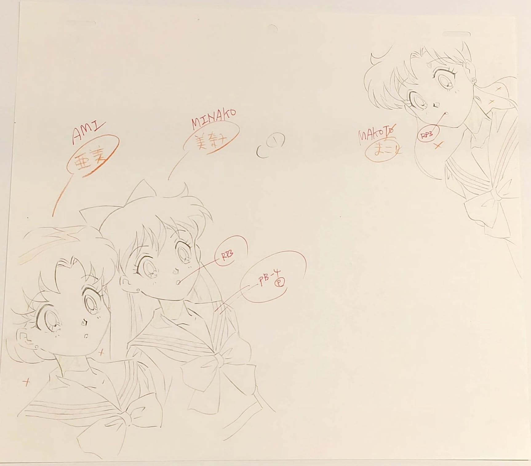 Sailor Moon Original Drawing (Kino Makoto, Aino Minako & Mizuno Ami)